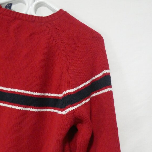 JOHN ASHFORD | small | Striped Red Knit Crewneck Sweater - Picture 12 of 16